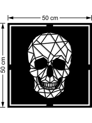 Mıgnatıs Geometrik Gülen Dişi Görünen Kurukafa Duvar Ev Aksesuarı Ahşap Tablo 50 x 50 cm