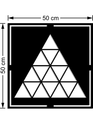 Mıgnatıs Geometrik Iç Içe Üçgen Parçalı Detaylı Duvar Ev Aksesuarı Ahşap Tablo 50 x 50 cm