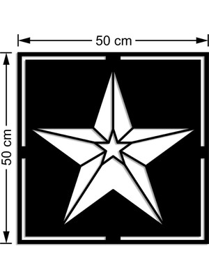 Mıgnatıs Geometrik Parça Detaylı Yıldız Duvar Oda Ev Aksesuarı Ahşap Tablo 50 x 50 cm