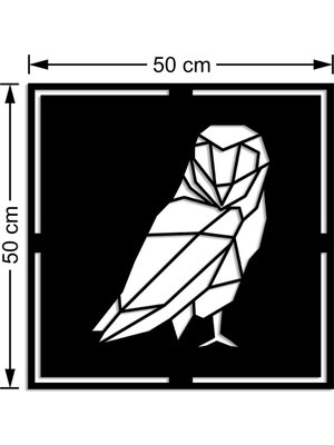 Mıgnatıs Geometrik Parçalardan Oluşmuş Baykuş Duvar Ev Aksesuarı Ahşap Tablo 50 x 50 cm