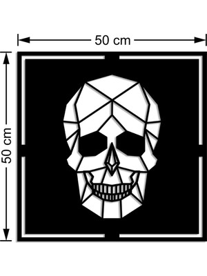 Mıgnatıs Geometrik Parçalardan Oluşmuş Kurukafa Duvar Aksesuarı Ahşap Tablo 50 x 50 cm