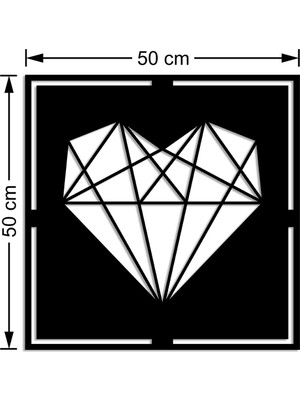 Mıgnatıs Geometrik Parçalı Desenli Kalp Duvar Oda Ev Aksesuarı Ahşap Tablo 50 x 50 cm