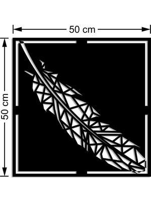 Mıgnatıs Geometrik Parçalı Detaylı Kuş Tüyü Duvar Oda Ev Aksesuarı Ahşap Tablo 50 x 50 cm