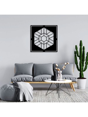 Mıgnatıs Geometrik Parçalı Geometrik Altıgen Form Duvar Aksesuarı Ahşap Tablo 50 x 50 cm