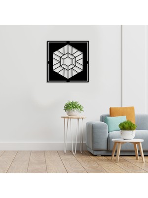 Mıgnatıs Geometrik Parçalı Geometrik Altıgen Form Duvar Aksesuarı Ahşap Tablo 50 x 50 cm