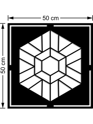 Mıgnatıs Geometrik Parçalı Geometrik Altıgen Form Duvar Aksesuarı Ahşap Tablo 50 x 50 cm