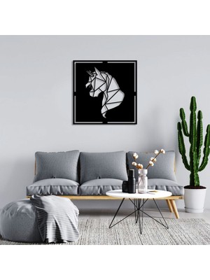 Mıgnatıs Geometrik Parçalı Unicorn Kafası Duvar Oda Ev Aksesuarı Ahşap Tablo 50 x 50 cm