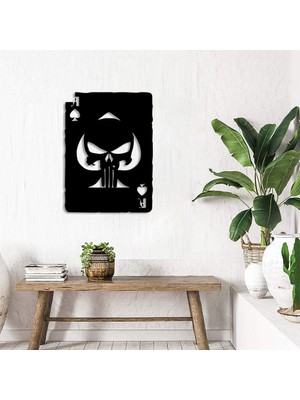 Mıgnatıs Iskambil Kağıdı ve Punisher Duvar Oda Ev Aksesuarı Ahşap Tablo 36 x 50 cm