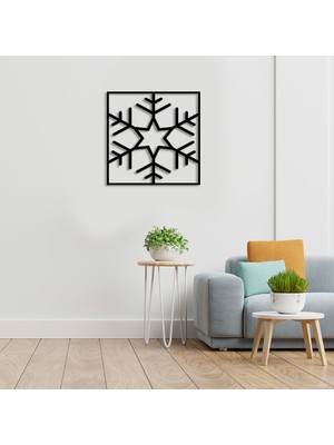 Mıgnatıs Kar Tanesi Snowflake Duvar Tablosu Oda Ev Aksesuarı Ahşap Tablo 50 x 50 cm