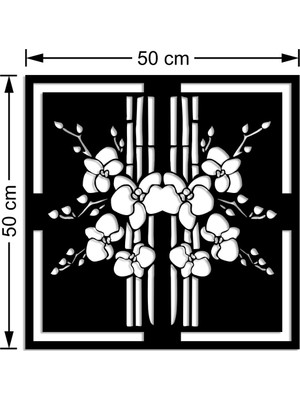 Mıgnatıs Sağlı Sollu Düzenlenmiş Çiçekler Duvar Oda Aksesuarı Ahşap Tablo 50 x 50 cm