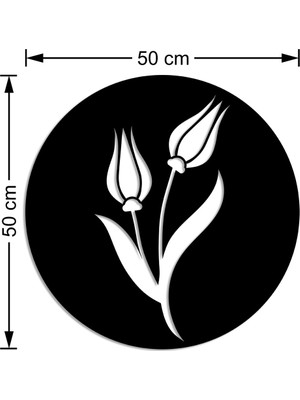 Mıgnatıs Yan Yana Duran Iki Lale Çiçek Duvar Oda Aksesuarı Ahşap Tablo 50 x 50 cm