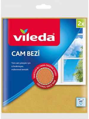 Vileda 2'li Paket Mikrofiber Cam Bezi Ergonomik Tasarım ile Tüm Cam Yüzeyler için Temizlik
