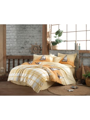 Hobby Poplin Tek Kişilik Nevresim Takımı Marıtım Sarı