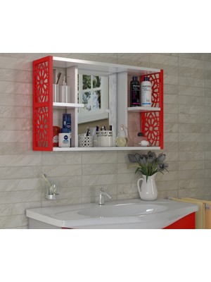 Remaks Terek Aynalı Banyo Dolabı Kırmızı