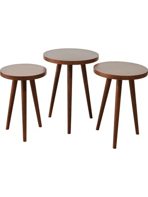 Kelebek 4316- 3'lü Yuvarlak Zigon Sehpa Doğal Ceviz