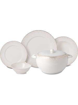 Korkmaz Perla Collection 60 Parça Beyaz Porselen Yemek Takımı 12 Kişilik Düz Tasarım