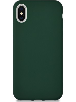 Caseart Apple iPhone X Kılıf Kamera Korumalı Premier Silikon Kapak - Yeşil