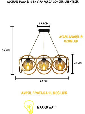 Taşcan Aydınlatma Vegas 3'lü Eskitme Sarkıt Avize-Yuv. C.