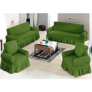 Evory Home Bürümcük Maxi Koltuk Örtüsü Takımı (3+3+1+1) - Yeşil