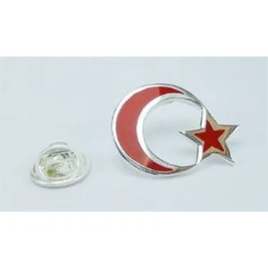Osmanlı Gümüş Mineli Türk Bayrağı Gümüş Rozet
