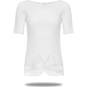 Kadın Kısa Kol Üst Güpürlü