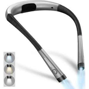 Glocusent Kitap Okuma Işığı - 3 Renk, 6 Parlaklık Seviyesi,  Ayarlanabilir Kollar,  Şarj Edilebilir