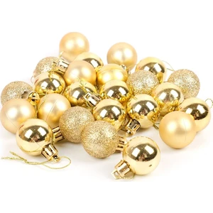 Yılbaşı Çam Ağacı Süs Yılbaşı Lüx Cici Top 24 Parça Gold 3cm