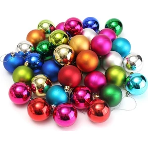 60 Adet Yılbaşı Cici Top Süsü 3 cm Karışık Ağaç Süsü