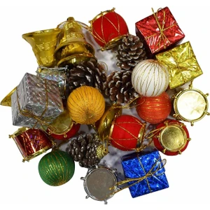 Yılbaşı Çam Ağacı Karışık Süsleri 24 Adet