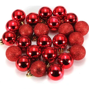 Yılbaşı Çam Ağacı Süs Yılbaşı Lüx Cici Top 24 Parça Kırmızı 3cm
