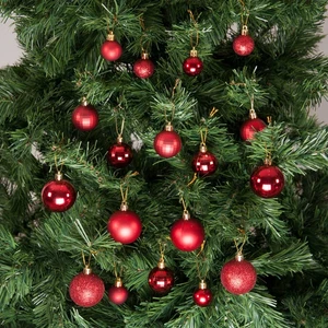 Yılbaşı Çam Ağacı Süsü Kırmızı Cici Top Seti 36'lı