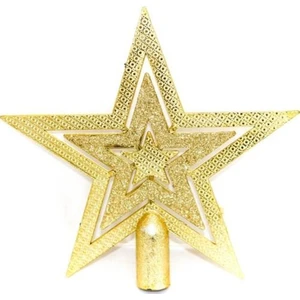 Büyük Boy Yılbaşı Çam Ağacı Tepeliği Gold Simli Yıldız