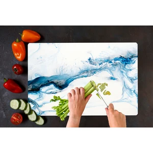 Mavi Deniz  Cam Kesme Tahtası - Cam Kesme Tablası | 30 cm x 40 cm