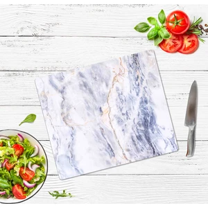 Dekoratif Cam Kesme Tahtası Mavi Mermer 29 x 34 cm | Cam Kesme Tablası 