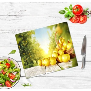 Dekoratif Cam Kesme Tahtası Limon Sepeti 29 x 34 cm | Cam Kesme Tablası 