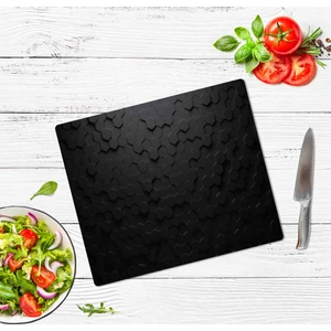 Dekoratif Cam Kesme Tahtası Siyah Altıgengen 29 x 34 cm | Cam Kesme Tablası