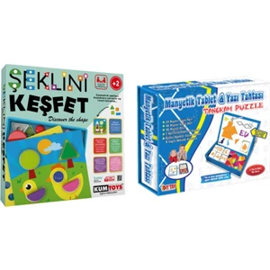 Şeklini Keşfet+Diytoy Manyetik Tablet Tangram 2'li Eğitici Oyun Seti