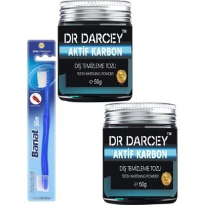 Dr Darcey Aktif Karbon Diş Temizleme Tozu 50 gr 2 Adet + Banat Diş Fırçası