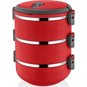 mobgift Yeni Renk Kırmızı 3 Katlı  Yemek Termosu Sefer Tası 2,25 lt