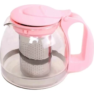 1250 ml Pembe Çelik Süzgeçli Cam Demlik