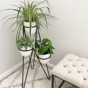 Trio 3'lü Tek Parça Modern Saksılık