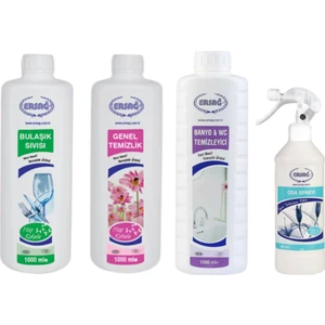Bulaşık Sıvısı 1 kg + Genel Temizlik 1 kg + Banyo Temizleyici 1 kg + Anti Sigara Oda Spreyi 500 ml