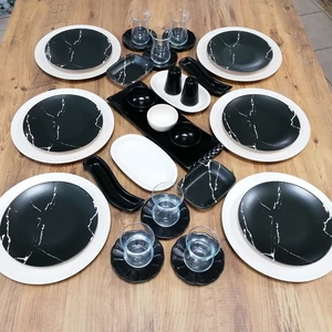 Kahvaltı Takımı 36 Parça 6 Kişilik Mat Krem Mermer Desen
