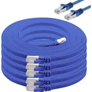 5 Adet  CAT7 Yassı Ethernet (Network, LAN) Kablosu, Mavi, 1 metre