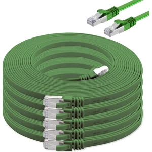 5 Adet  CAT7 Yassı Ethernet (Network, LAN) Kablosu, Yeşil, 25 cm