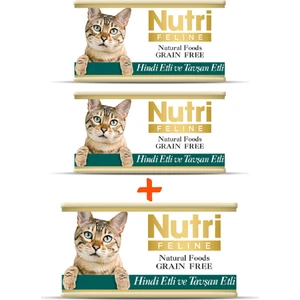 Nutri Feline Tahılsız Hindi & Tavşan Etli Yaş Kedi Maması 85 gr x 3 Adet