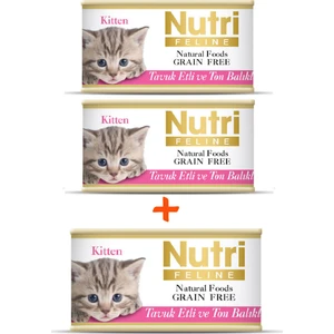 Nutri Feline Tahılsız Tavuk Etli & Ton Balıklı Yavru Yaş Kedi Maması 85 gr x 3 Adet