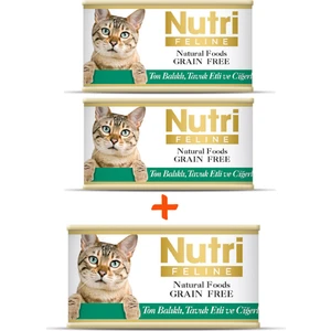 Nutri Feline Tahılsız Ton Balıklı & Tavuk Etli & Ciğerli Yaş Kedi Maması 85 gr x 3 Adet