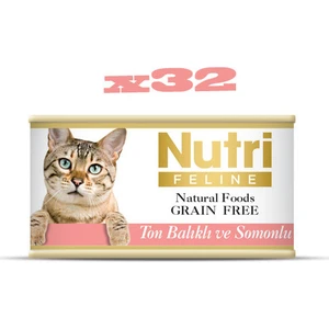 Nutri Feline Tahılsız Ton Balıklı & Somonlu Yaş Kedi Maması 85 gr x 32 Adet