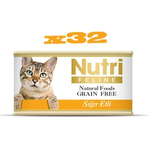 Nutri Feline Tahılsız Sığır Etli Yaş Kedi Maması 85 gr x 32 Adet